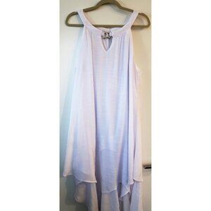 Cleo Sharkbite Hem Halter Neck Dress White with Gold Detail 12 Petite